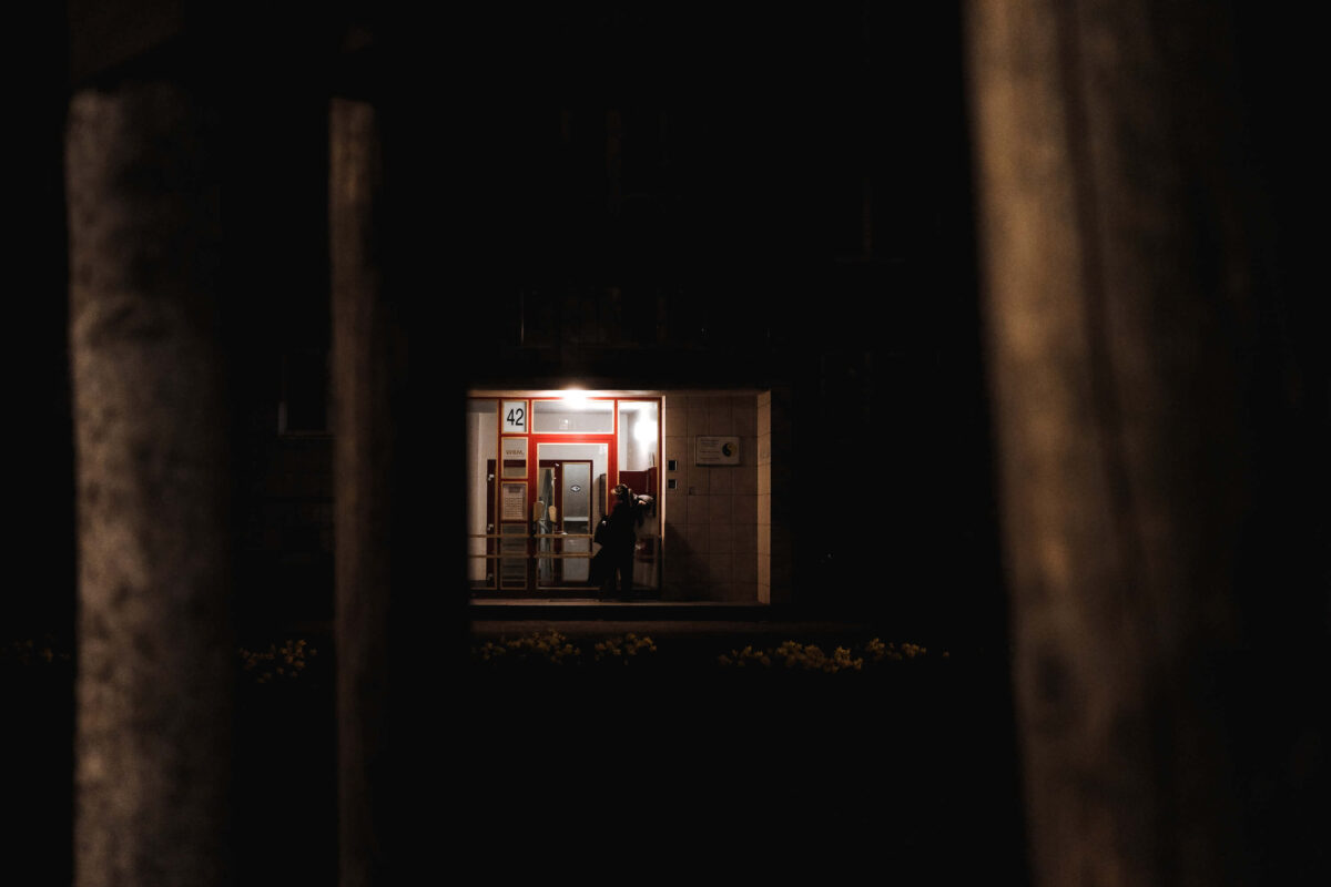 Entrance to a house at night shot on Ricoh Gr 3x