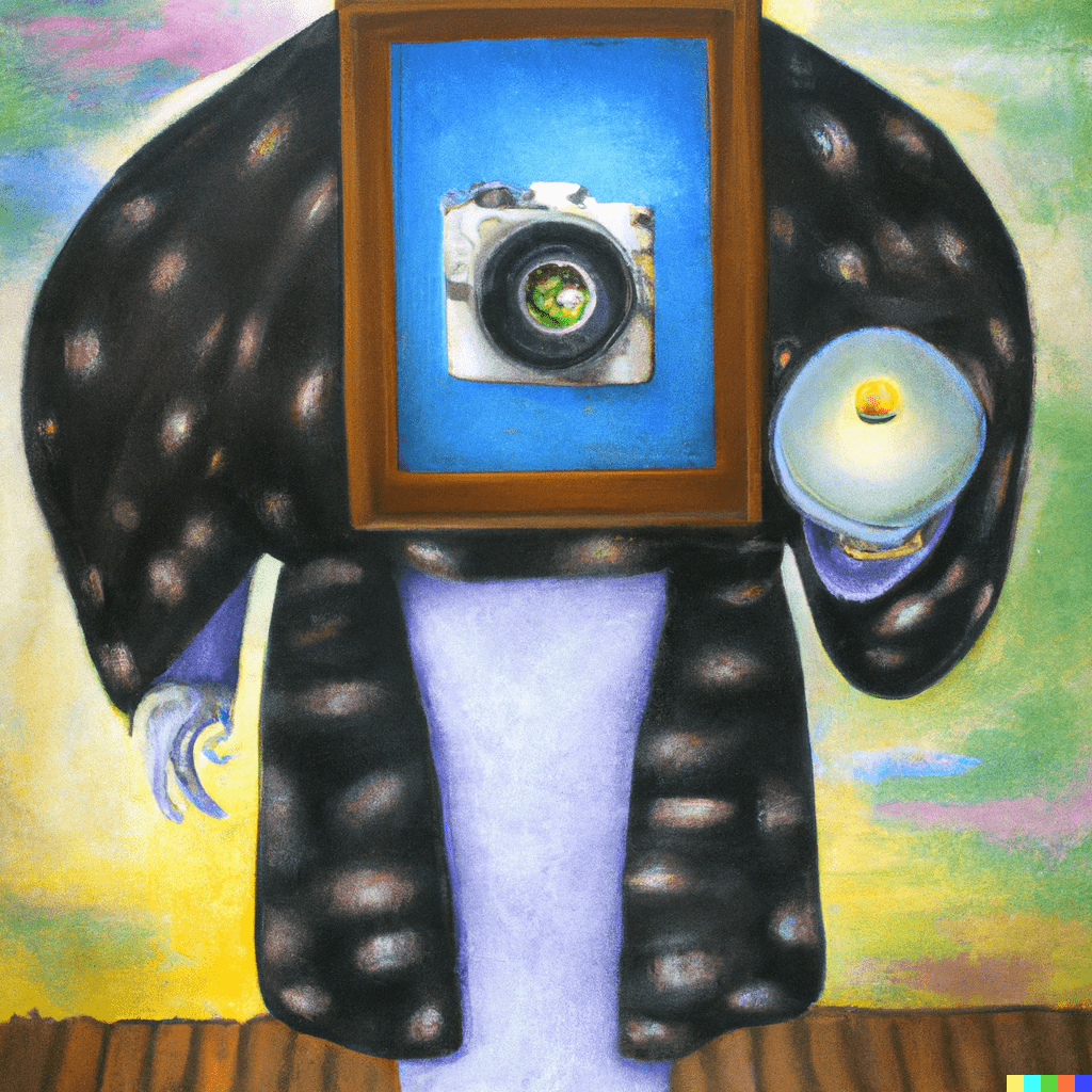 An AI generated art: Surrealist painting of a photographer