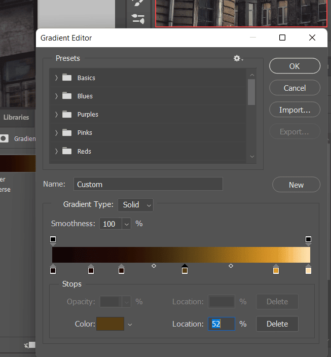 Gradient map for photo editing