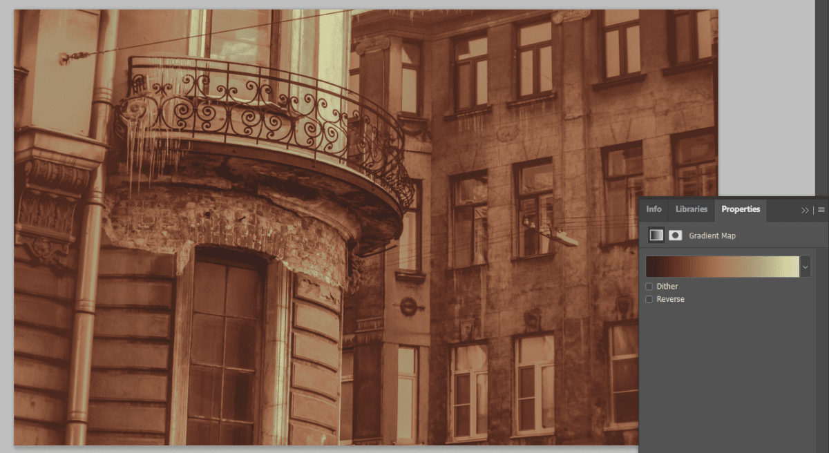 Applied gradient map filter