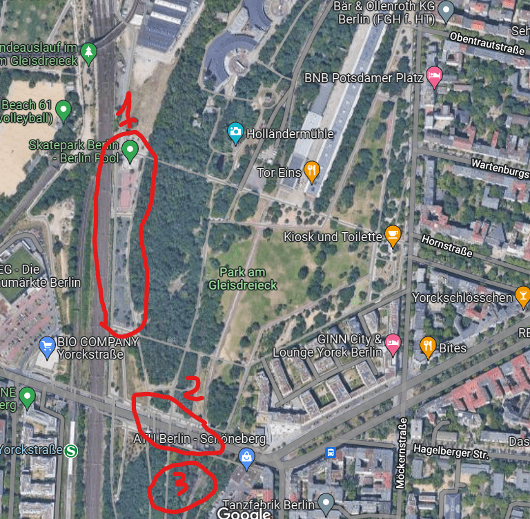 Screenshot of a map with a great photography location in Berlin in Kreuzberg