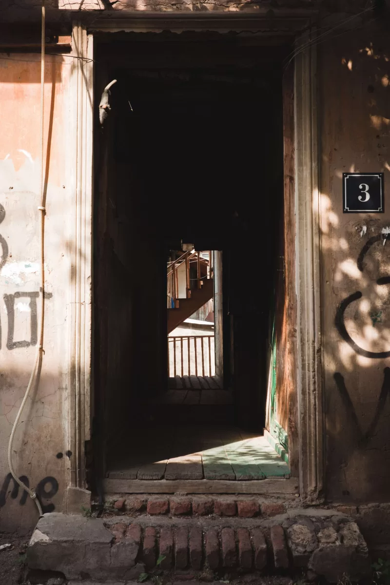 entrance to a Georgian building in Tbilisi
