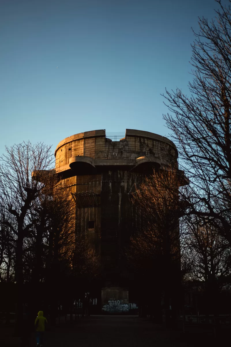 Flak tower in Vienna at night, photo by Fedor Vasilev