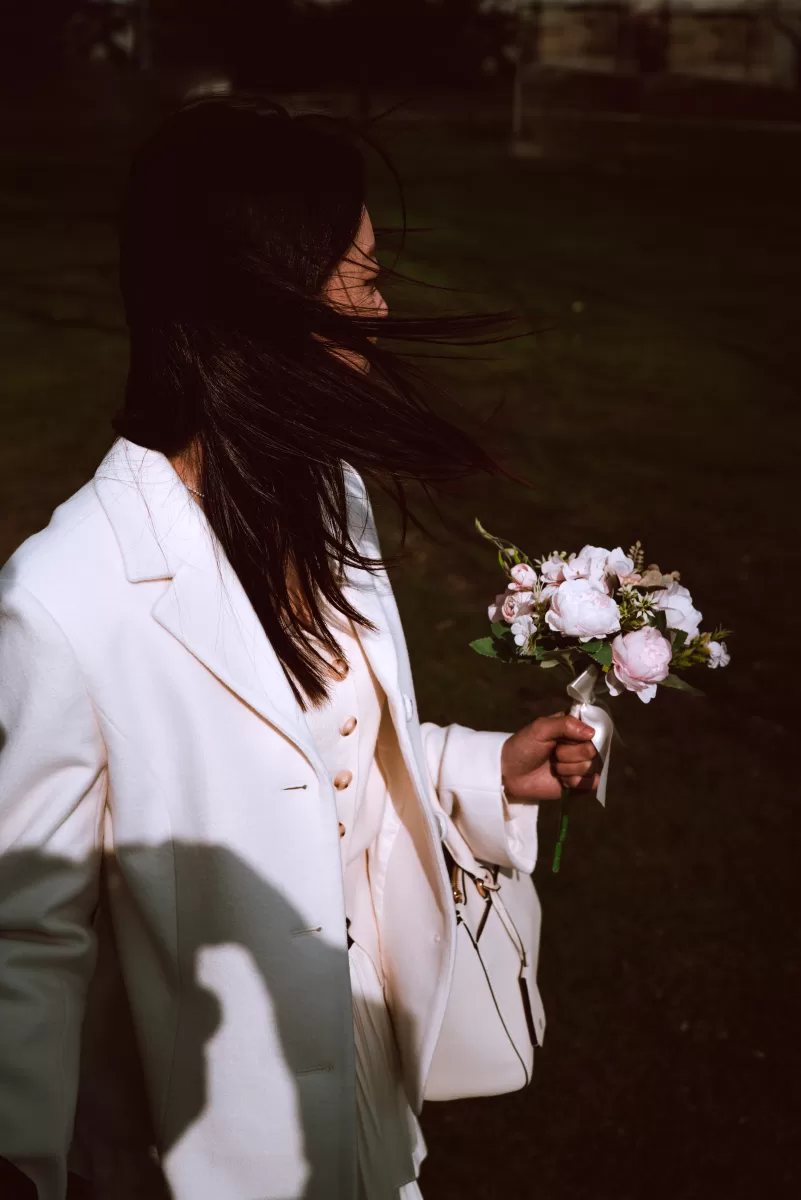 A bride in Vienna on a couple photoshoot