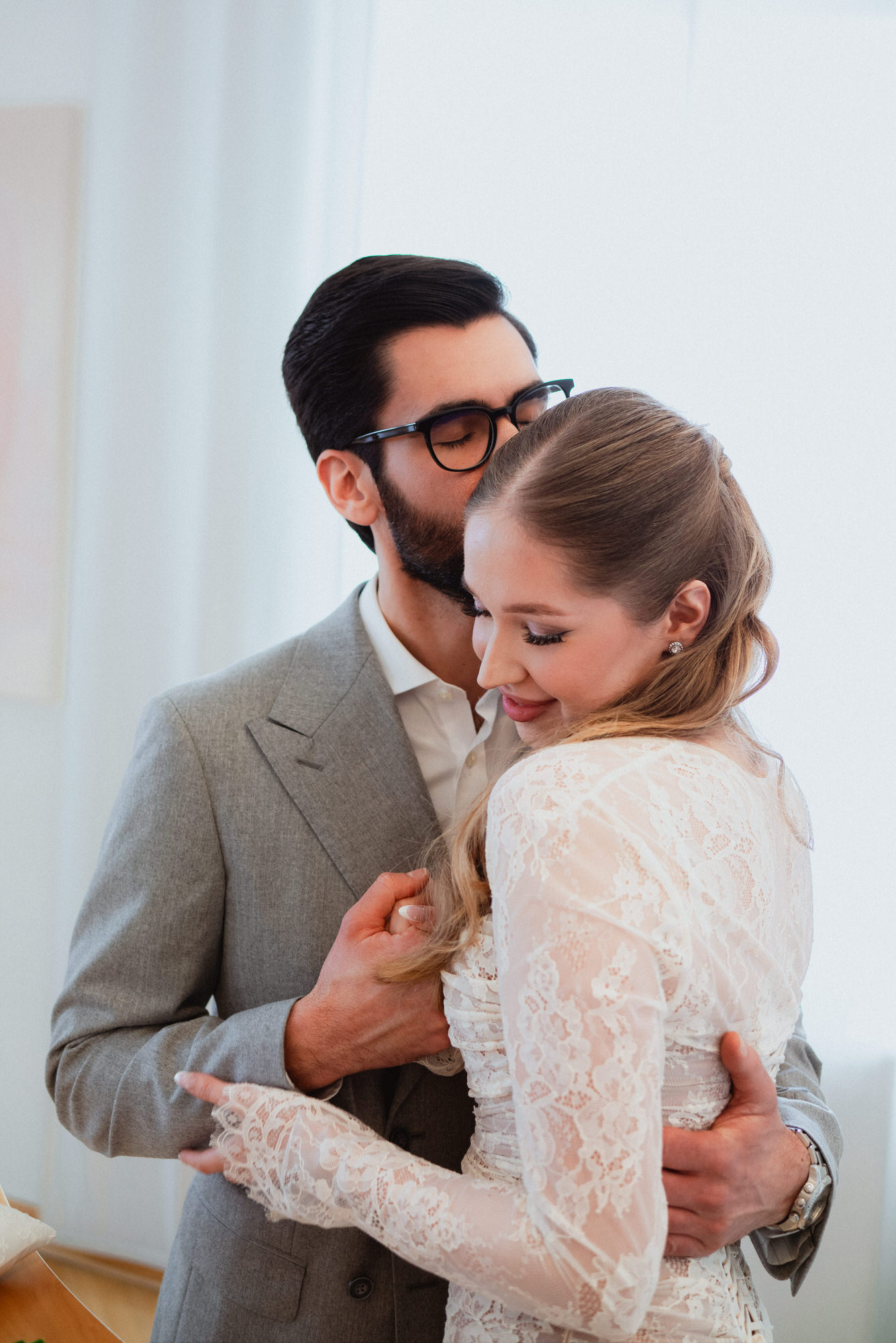 groom kisses the bride after in the registry office in austria