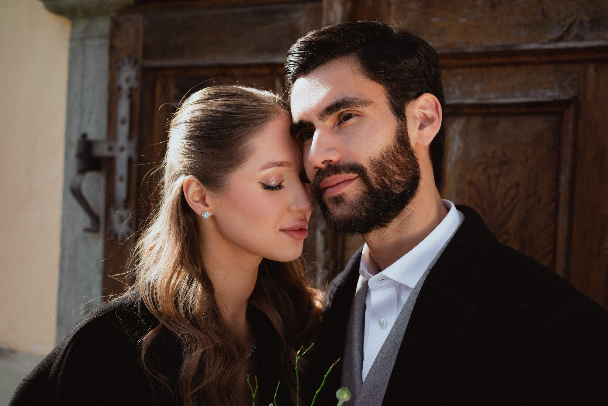 An intimate moment suring a wedding photoshoot in Austria