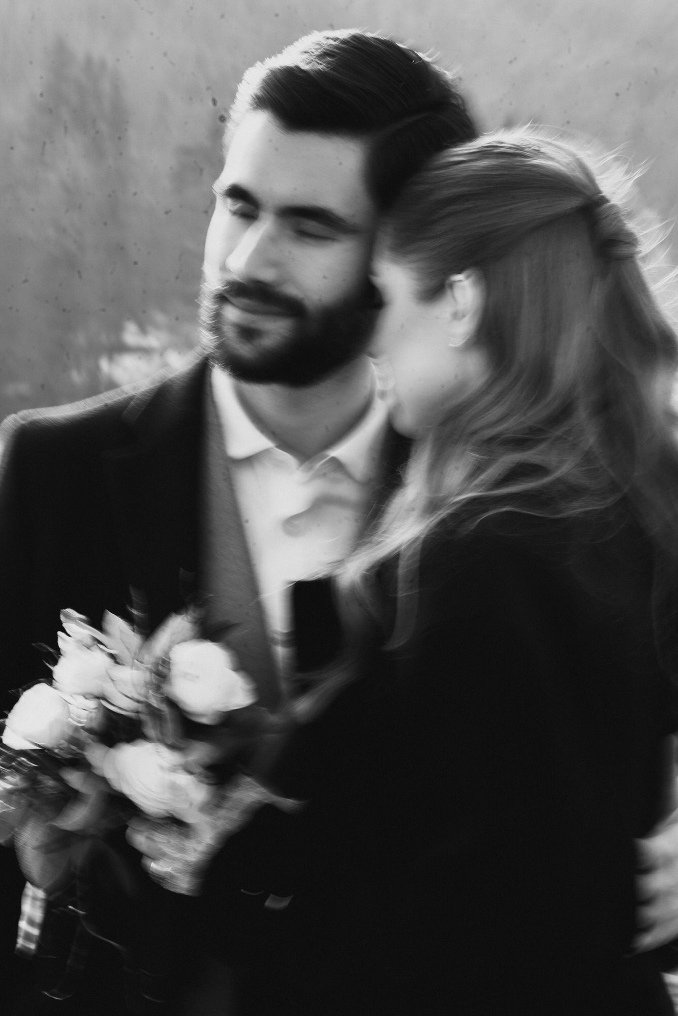 black and white fine art photo of newlyweds