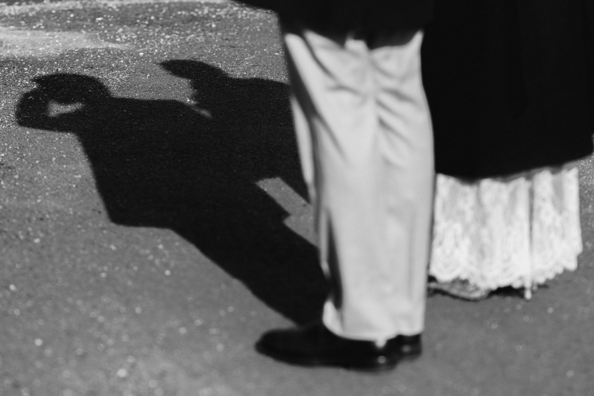 creative photo with a shadow of newlyweds